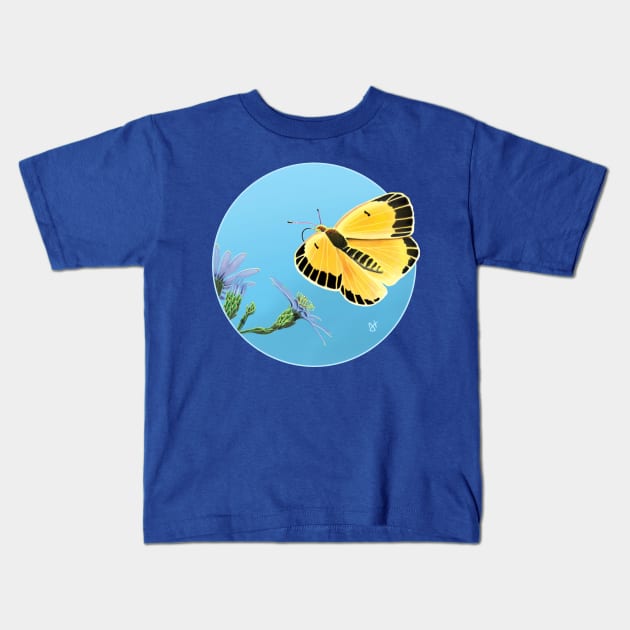 Orange Sulphur Butterfly with Asters Kids T-Shirt by John Himmelman